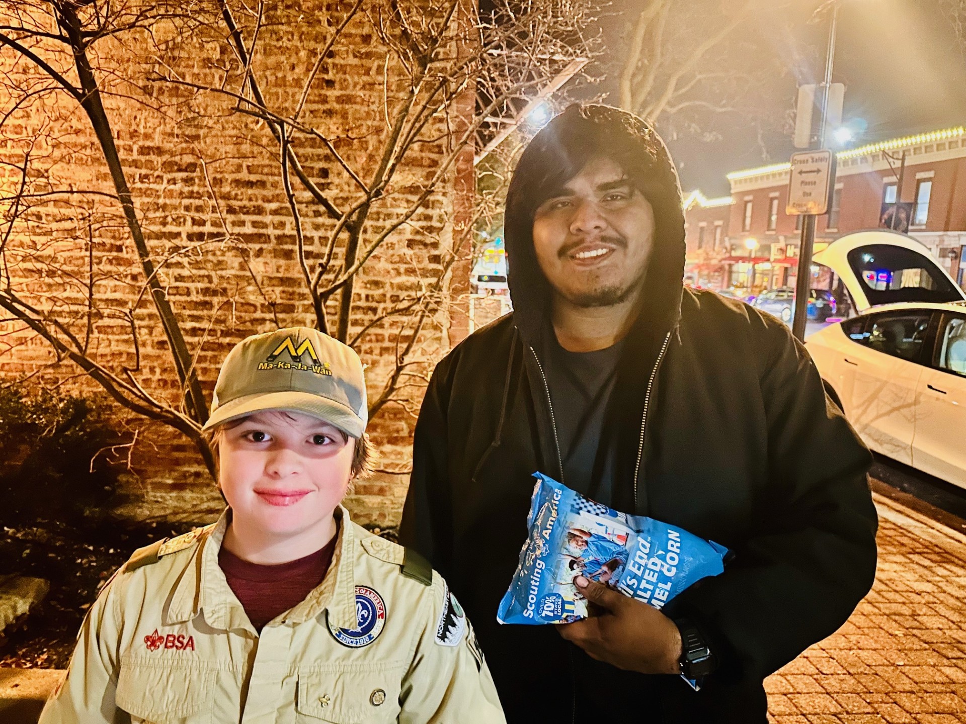 Customer with Carmel Corn Popcorn